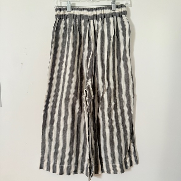 Madewell Huston Smocked Linen Blend Stripe Crop Pull On Pants - Picture 5 of 6